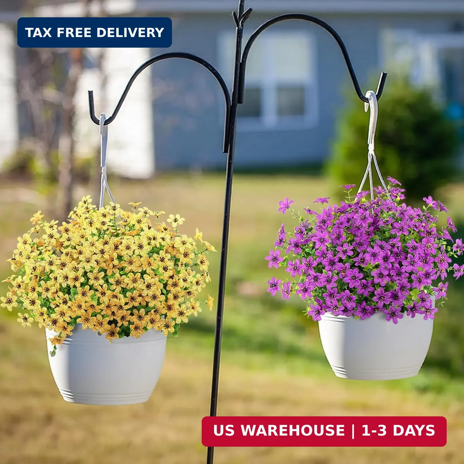 Bassion 20 Bundles Artificial Flowers for Outdoors Decorations, UV Resistant Fau