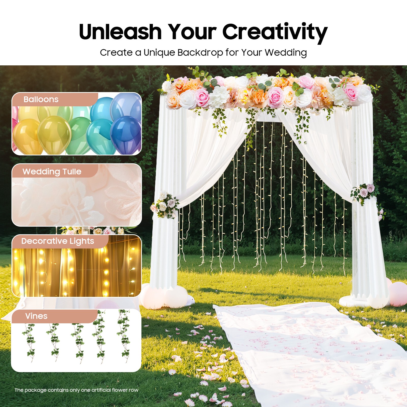 Artificial Flower For Party Wedding Arch Floral Silk Vines Decor 1M Backdrop US