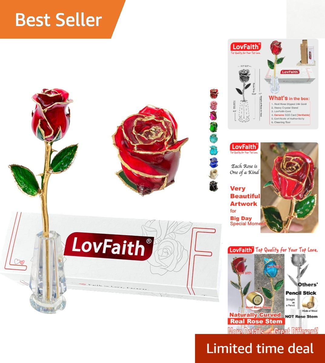 Artisan Crafted 24K Gold Rose with Elegant Crystal Display – A Gift to Cherish