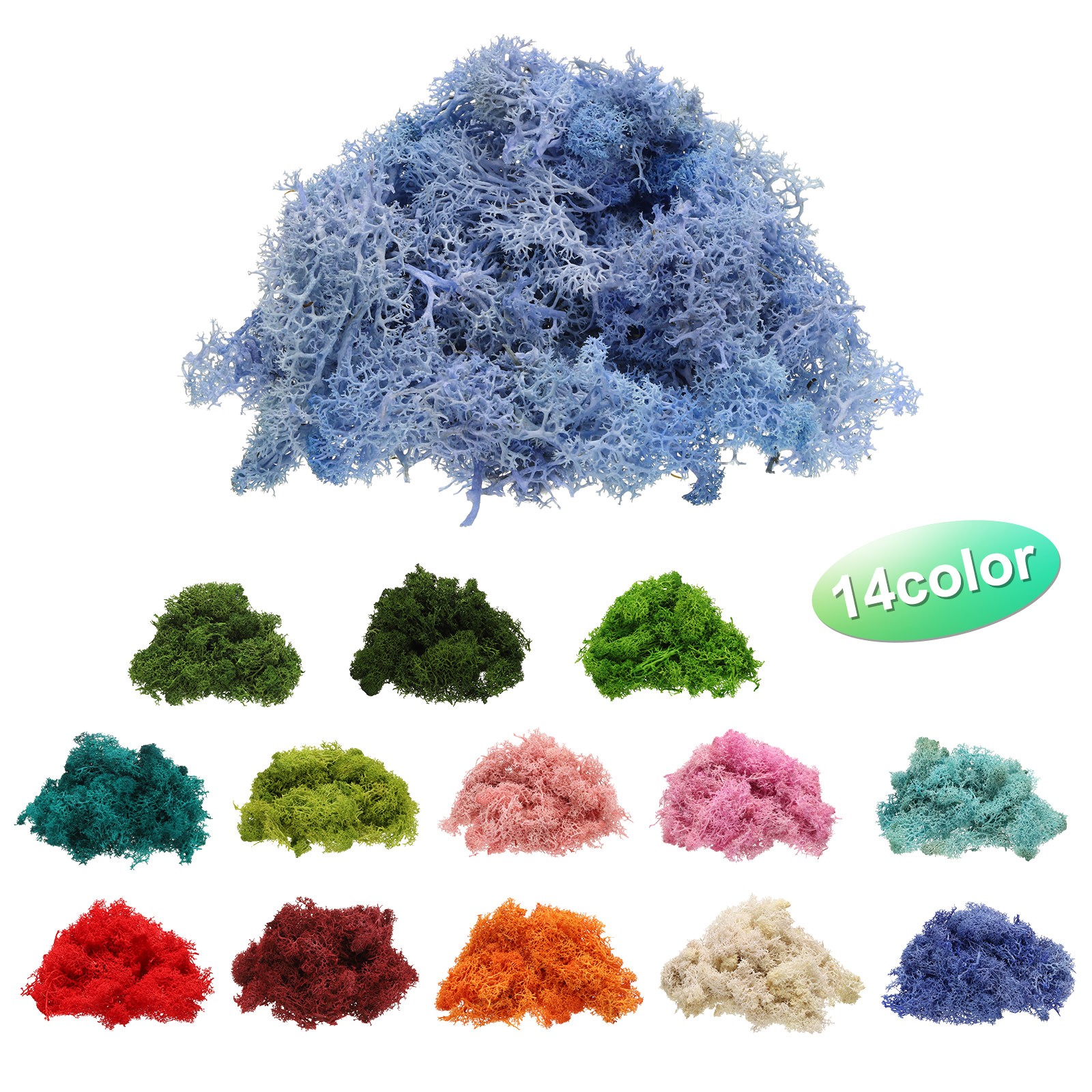 Preserved Reindeer Moss, 4 OZ Fake Moss for Crafts (Sky Blue)