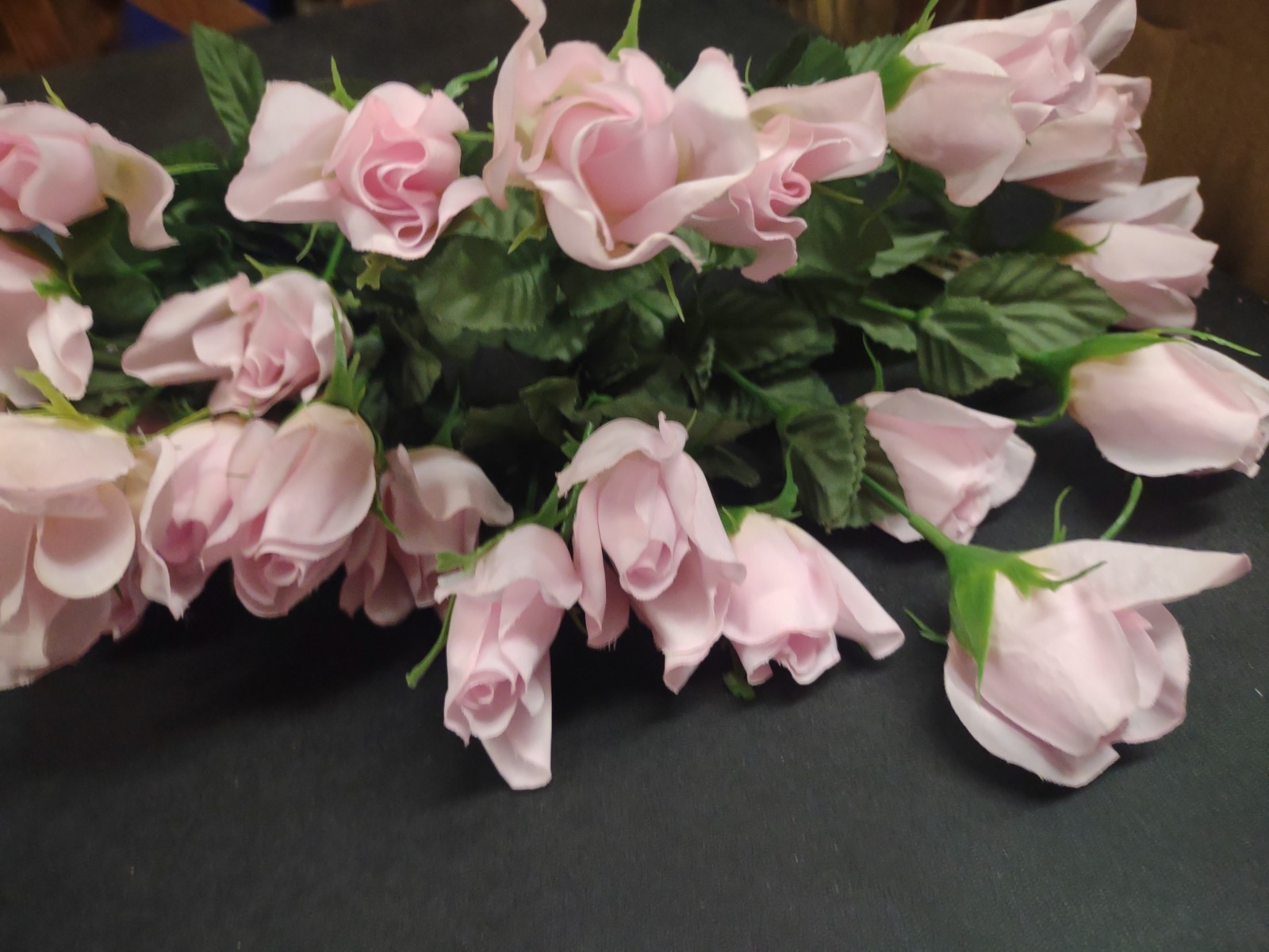 Set of 2 Bushes: 28 Roses Total, Pink Silk Rosebud Bush w 14 Wired Rose Buds