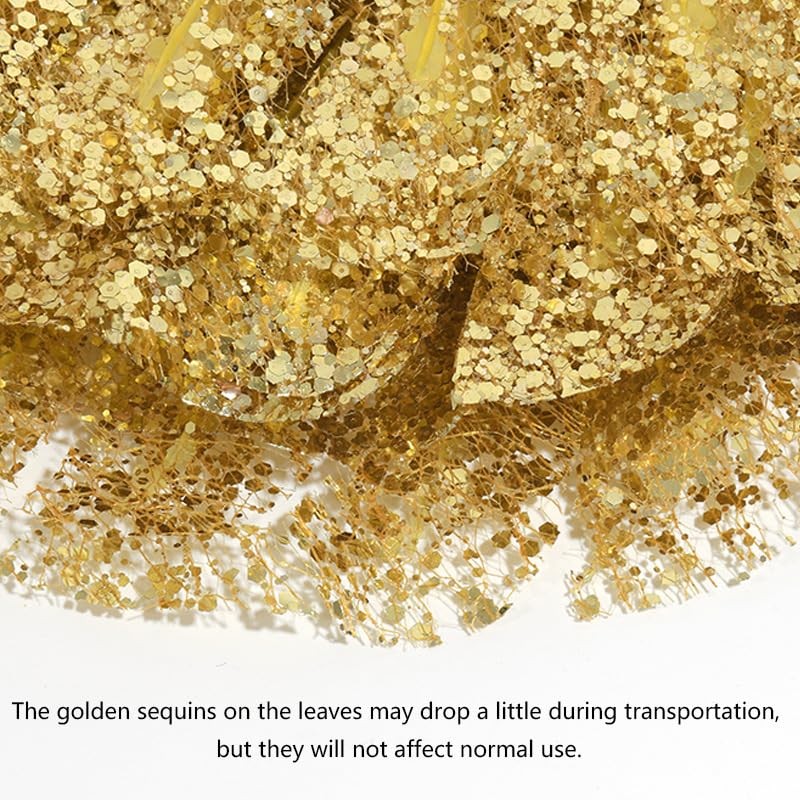 24 Pieces Gold Palm Leaves,15″ Artificial Tropical Leaves Wall Decor,Jungle L…