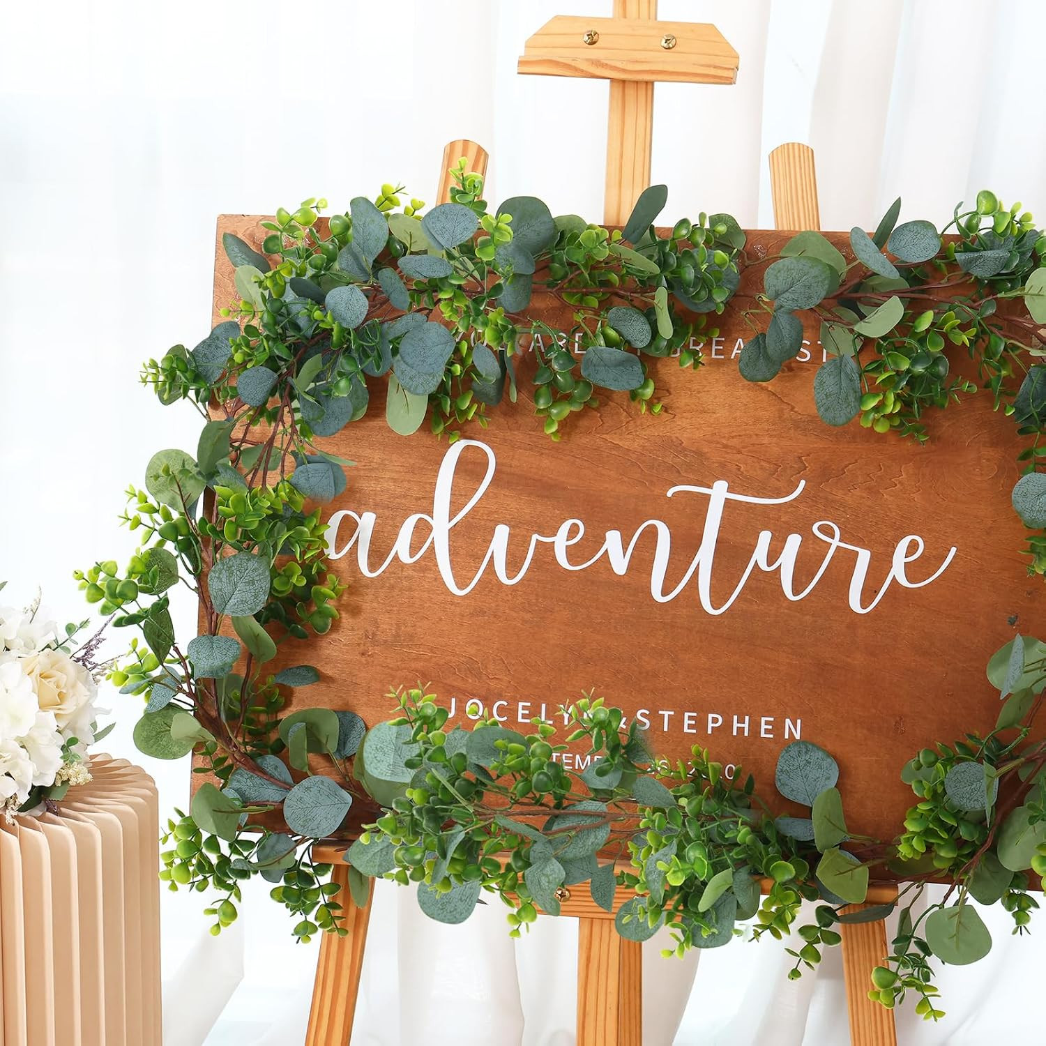 4Pcs 26.4Ft Artificial Eucalyptus Garland Greenery Garland Fake Eucalyptus Leave