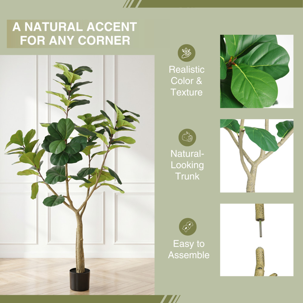 6ft Artificial Fiddle Leaf Fig Tree Faux Potted Plant Indoor Decor