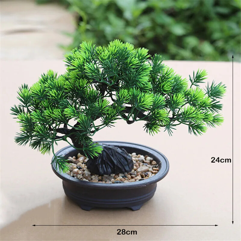 Flower Bonsai Zen Simulated Tree Pine Potted Desktop Decoration Fengshui