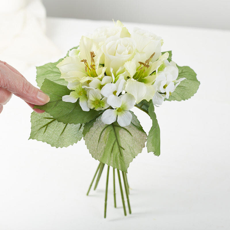 Set of 2 Cream Artificial Rose, Hydrangea, and Daylily 9-1/2″ Floral Bundles