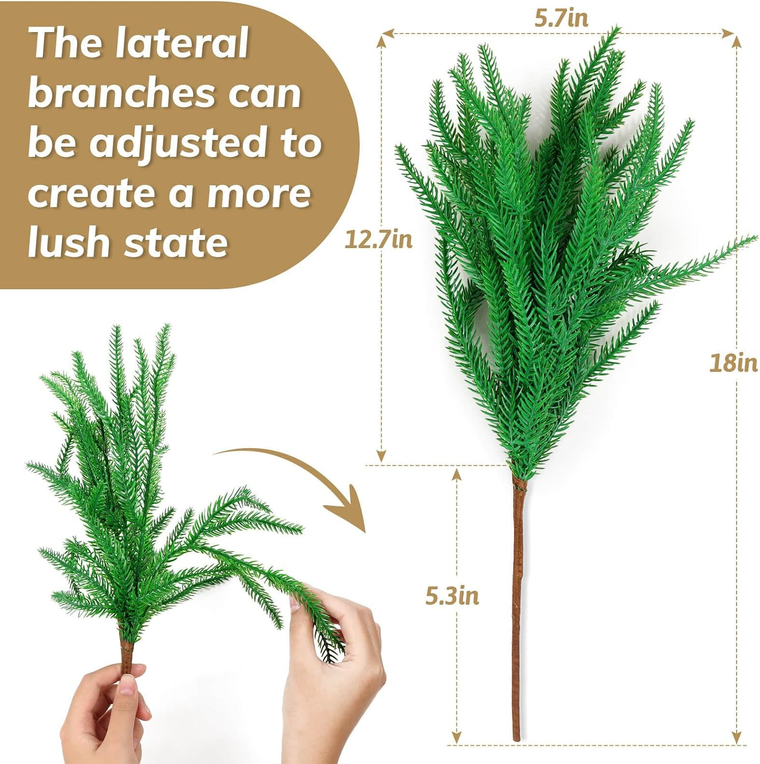 20 Pcs Artificial Christmas Norfolk Pine Stems, 18″ Real Touch Norfolk Pine B…
