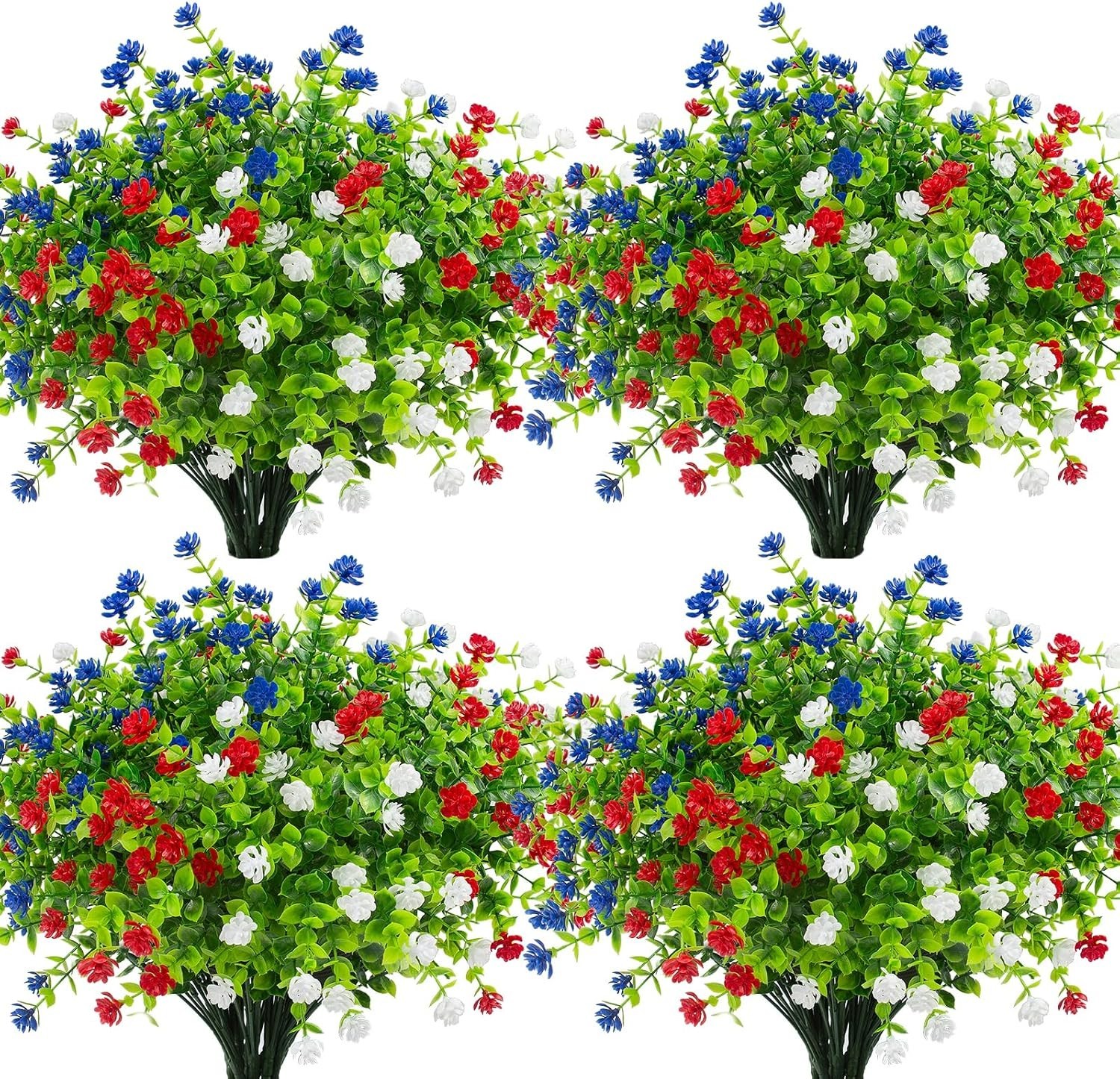 Stunning 12 Pcs Plastic Patriotic Flowers – Ready for 4th of July Celebrations