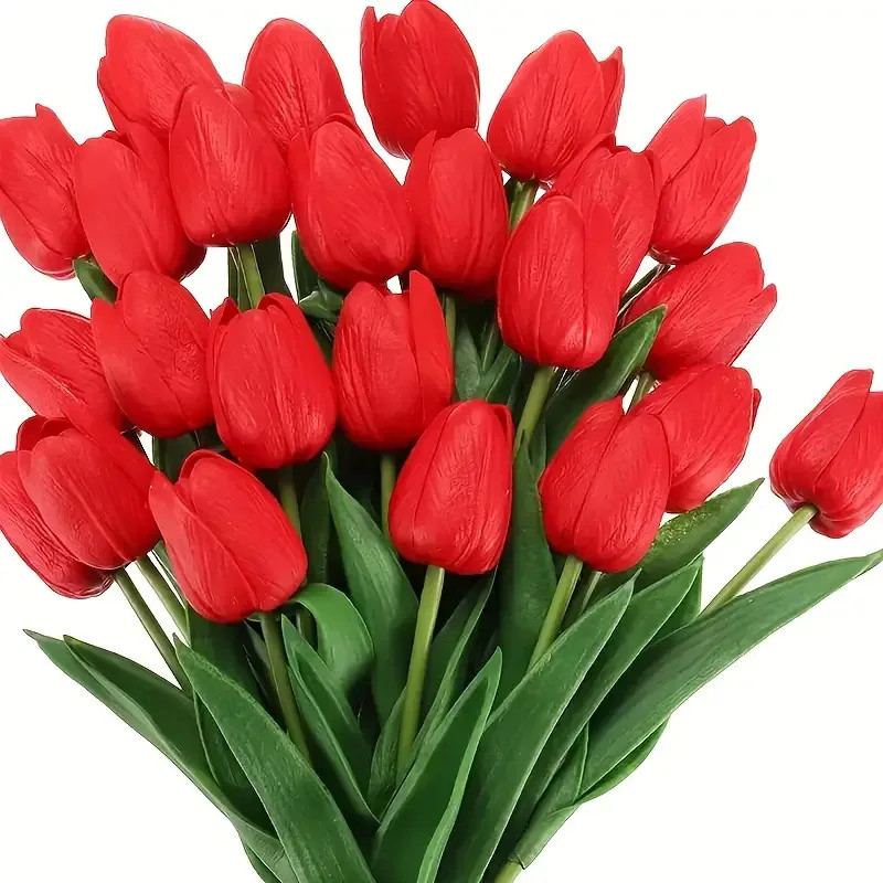 10PC Artificial Tulips Flower PU Realistic Touch Tulip Flowers Fake Tulips Flowe