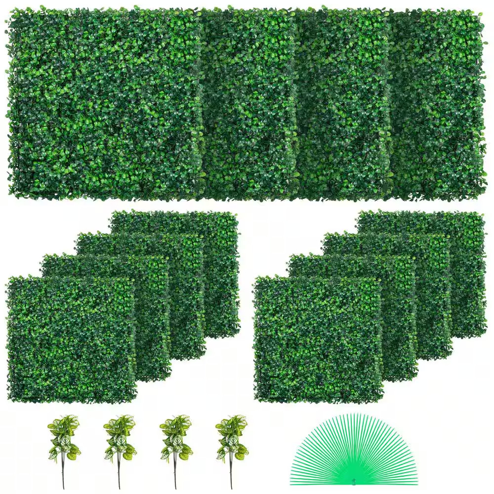 20 In. X 20 In. X 1.6 In. Artificial Boxwood Panels Grass Backdrop Wall Hedge Sc