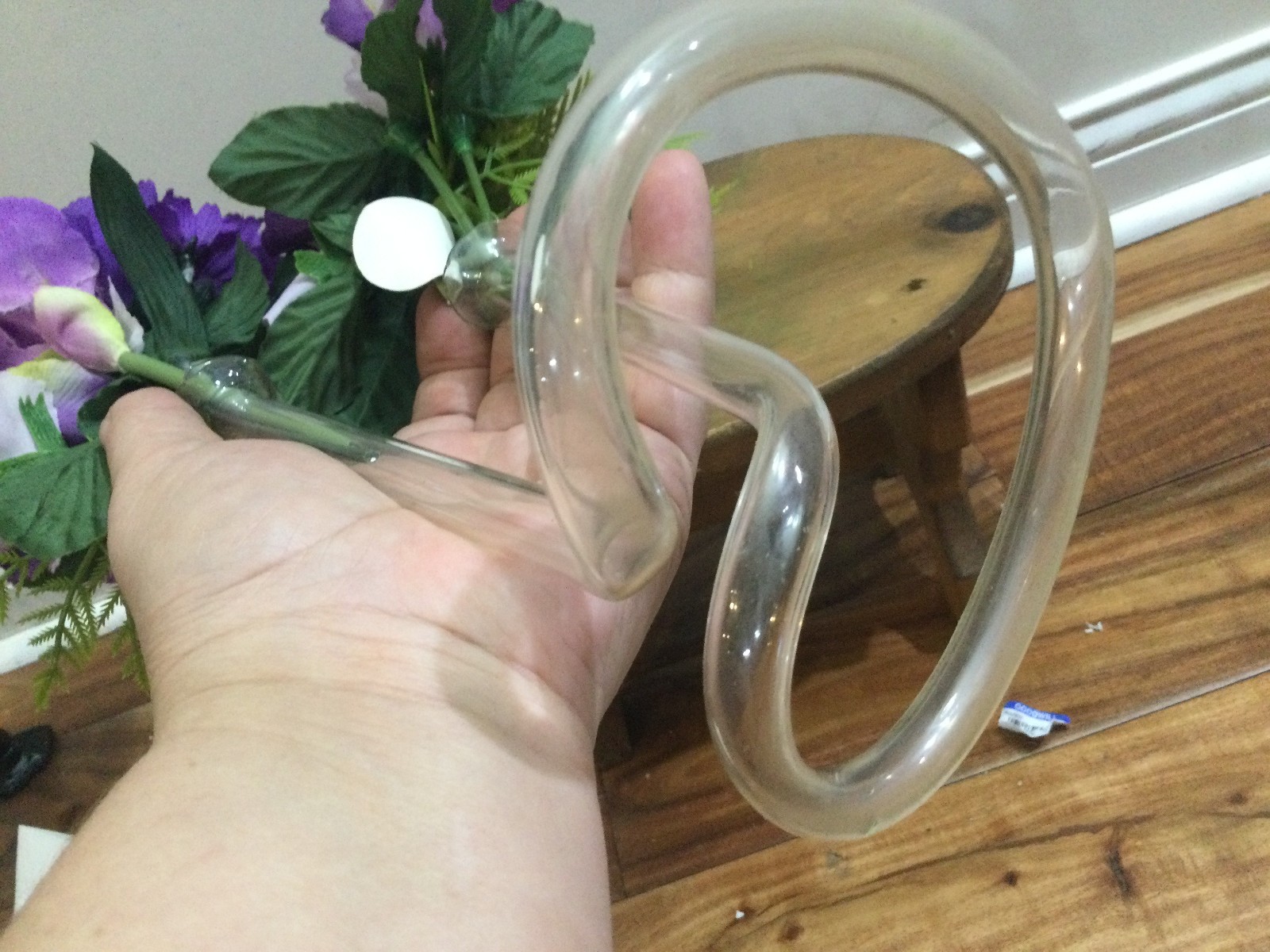 art. pansy arrangemen Double Tube Bud Clear Art HandBlown Glass Propagation Vase