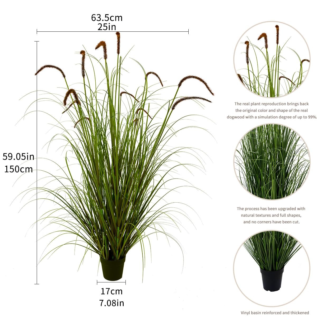 Artificial Plant 5ft(1pack) Tall Artificial Grass Plant,Faux Plants Indoor Ho…
