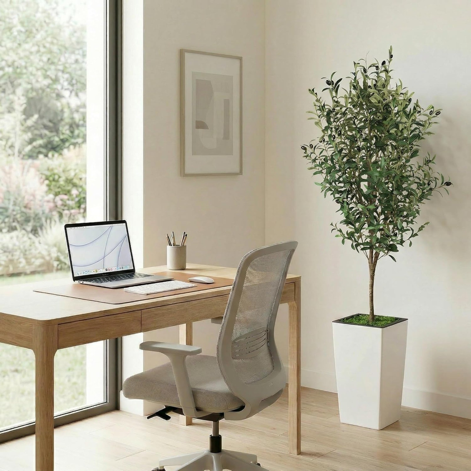 Artificial Olive Tree with White Pot 120/150/180cm Tall Faux Olive Plant Home