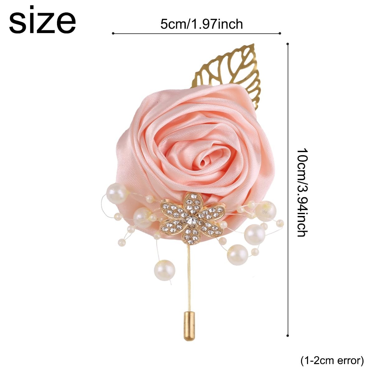 5 PCS Artificial Boutonniere Gold Leaf Faux Silk Rose Corsage Wedding Prom