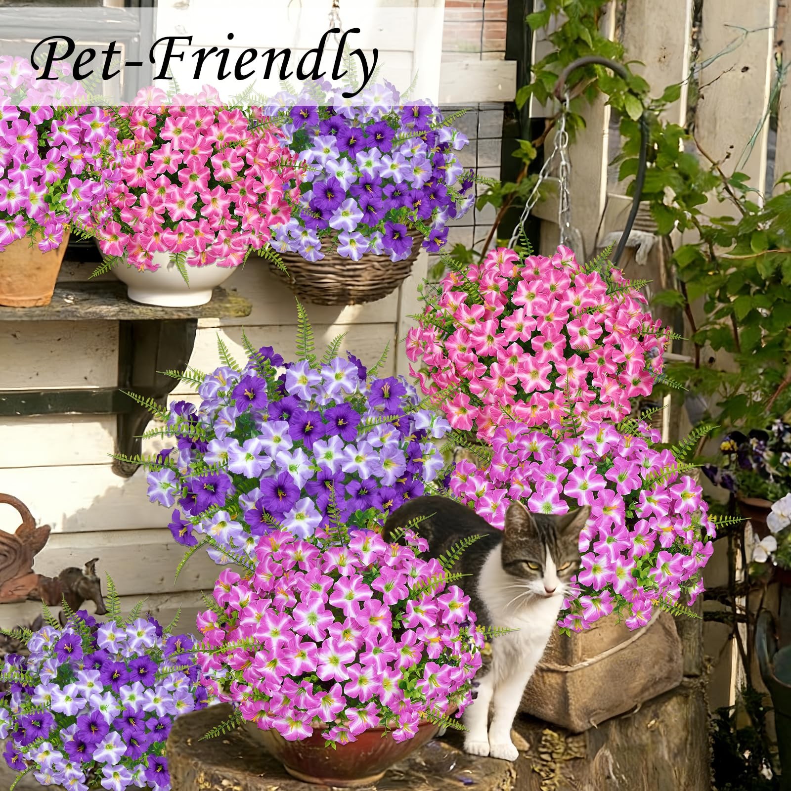 9 Bundles Artificial Plants Fake Flowers for Spring Decoration Vase Silk Purp…