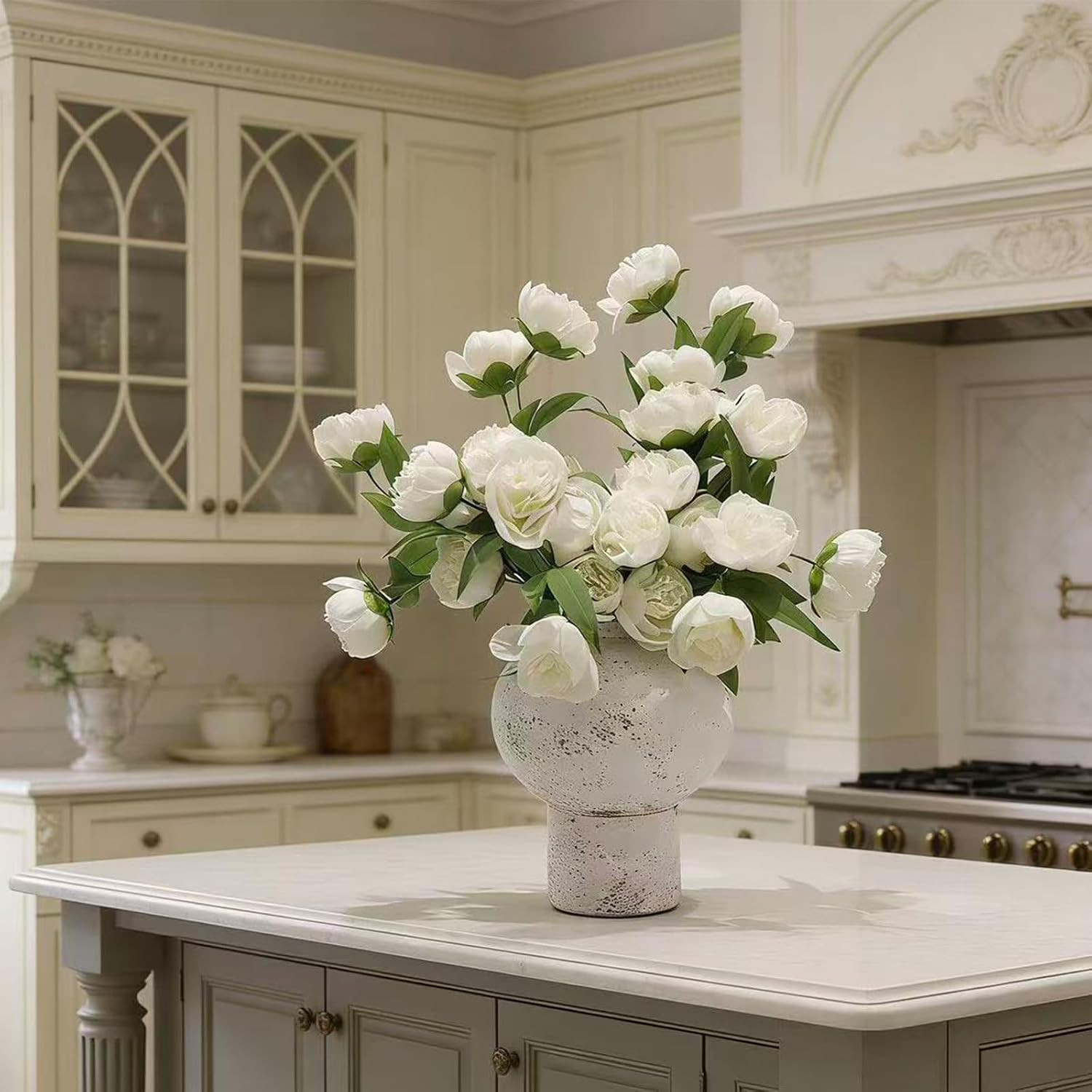 27″ Artificial Peonies Bouquet, 5Pcs UV Resistant Silk Flowers for Home Decor