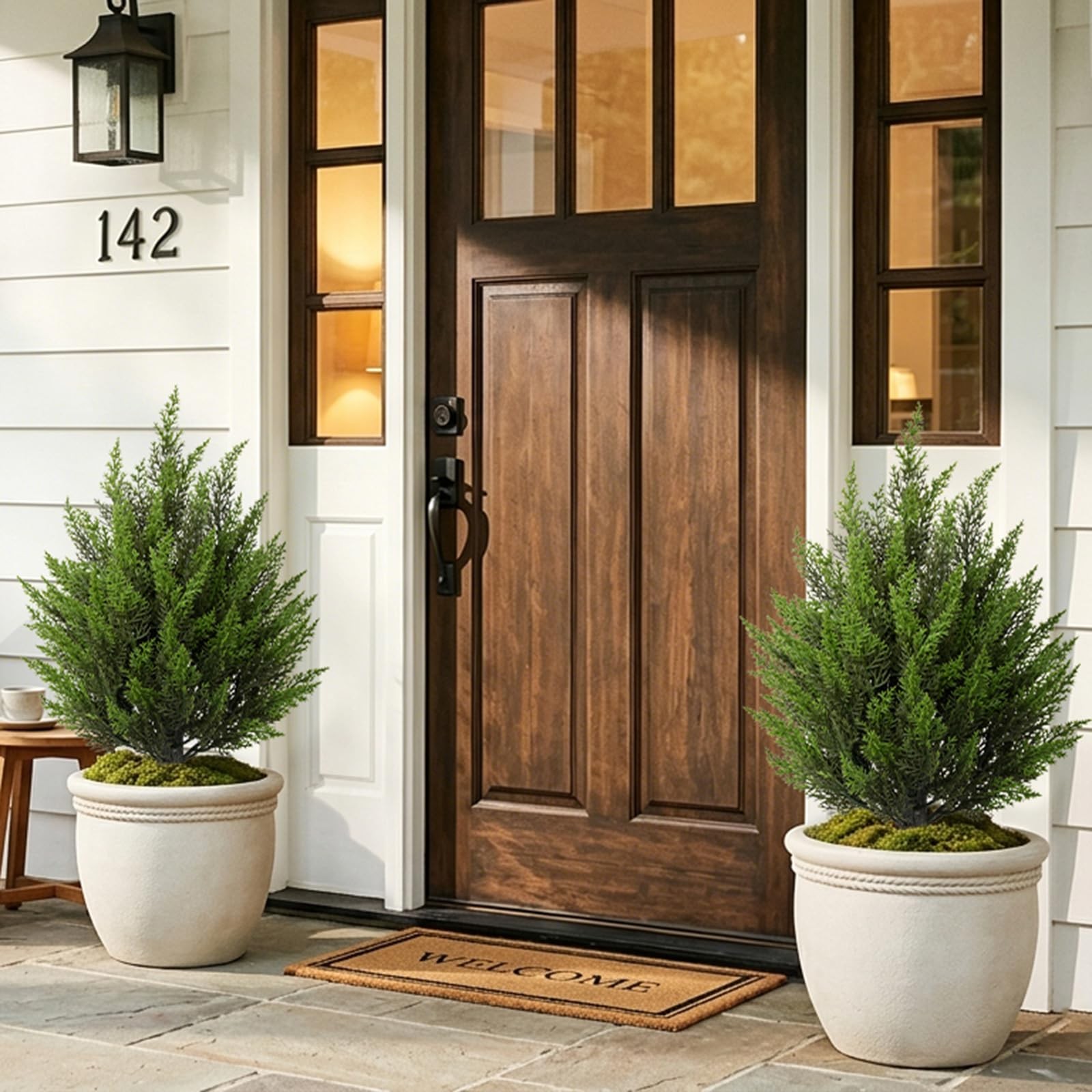 25.6” Outdoor Artificial Cedar Plant, Realistic Cypress Topiary Trees with G…