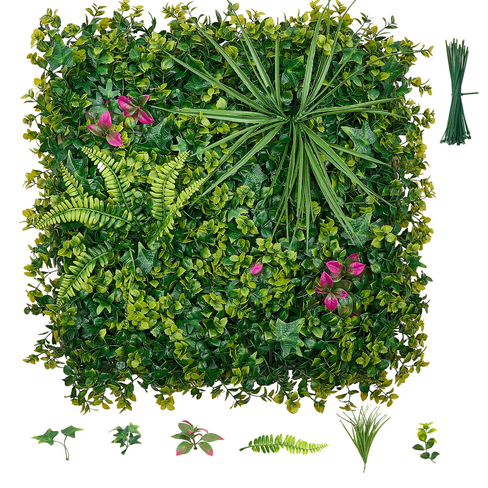 VEVOR Artificial Plant Wall 16PCS 20 x 20 in Boxwood Panels Greenery Backdrop