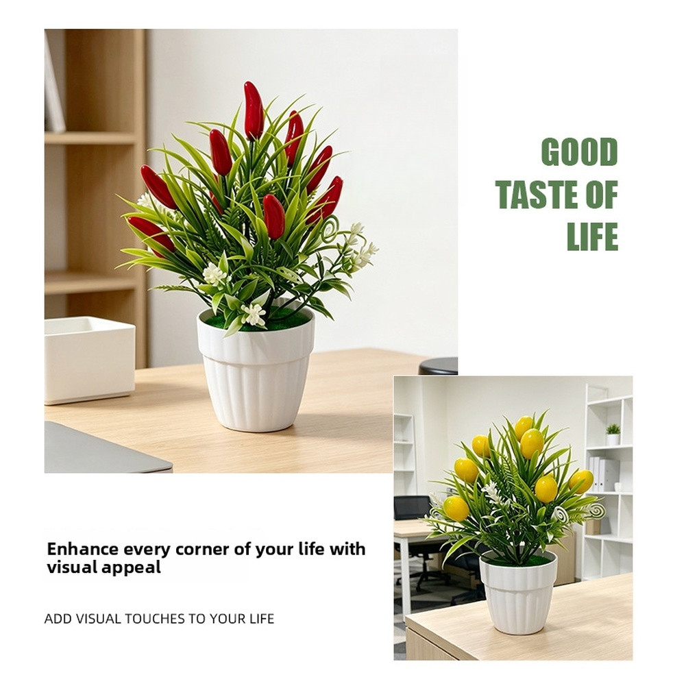 Artificial Potted Fruit Tree 20cm Tall for Tabletop Living Room Bedroom Decor