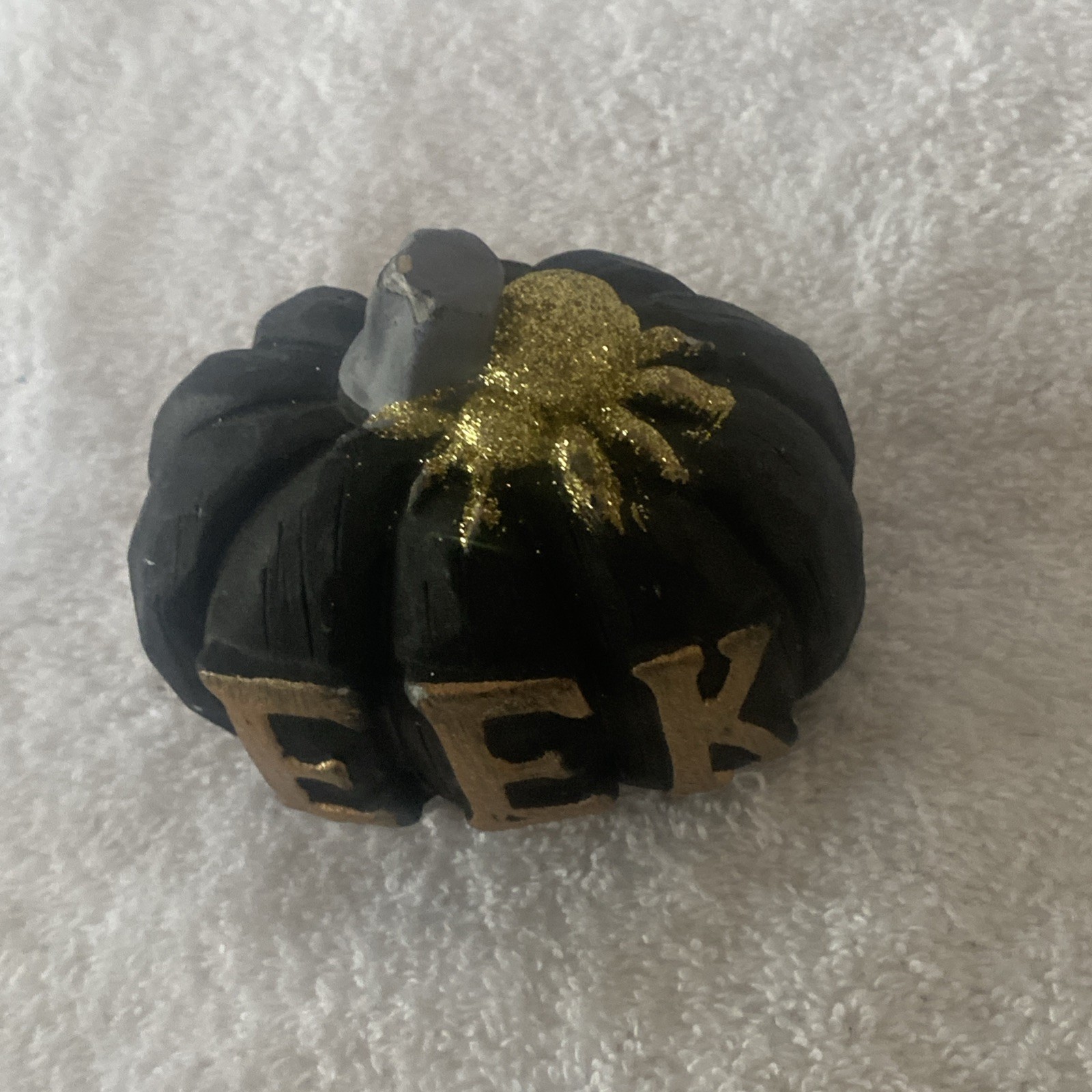 Autumn/Fall Black Pumpkin Gold Glitter TableTop “EEK”Decor (SHIPS IN 24 HOURS)