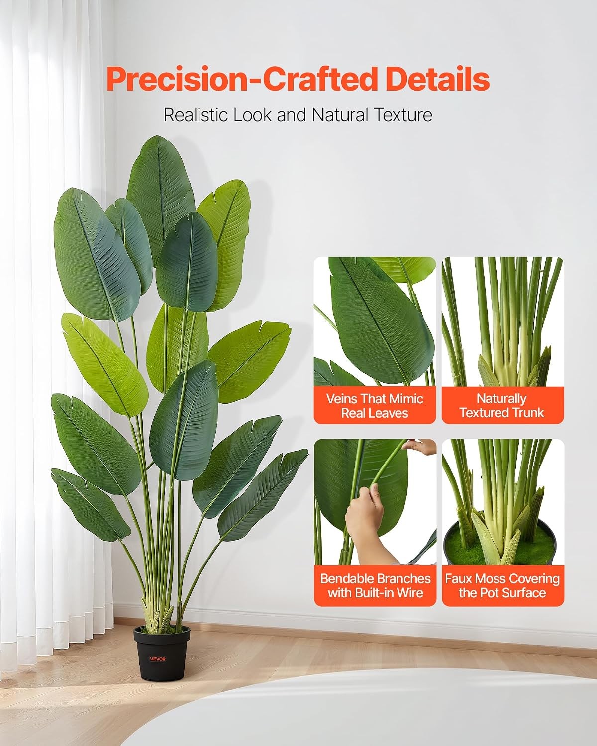 Realistic 6FT Artificial Bird of Paradise Plant for Indoor/Outdoor Decor