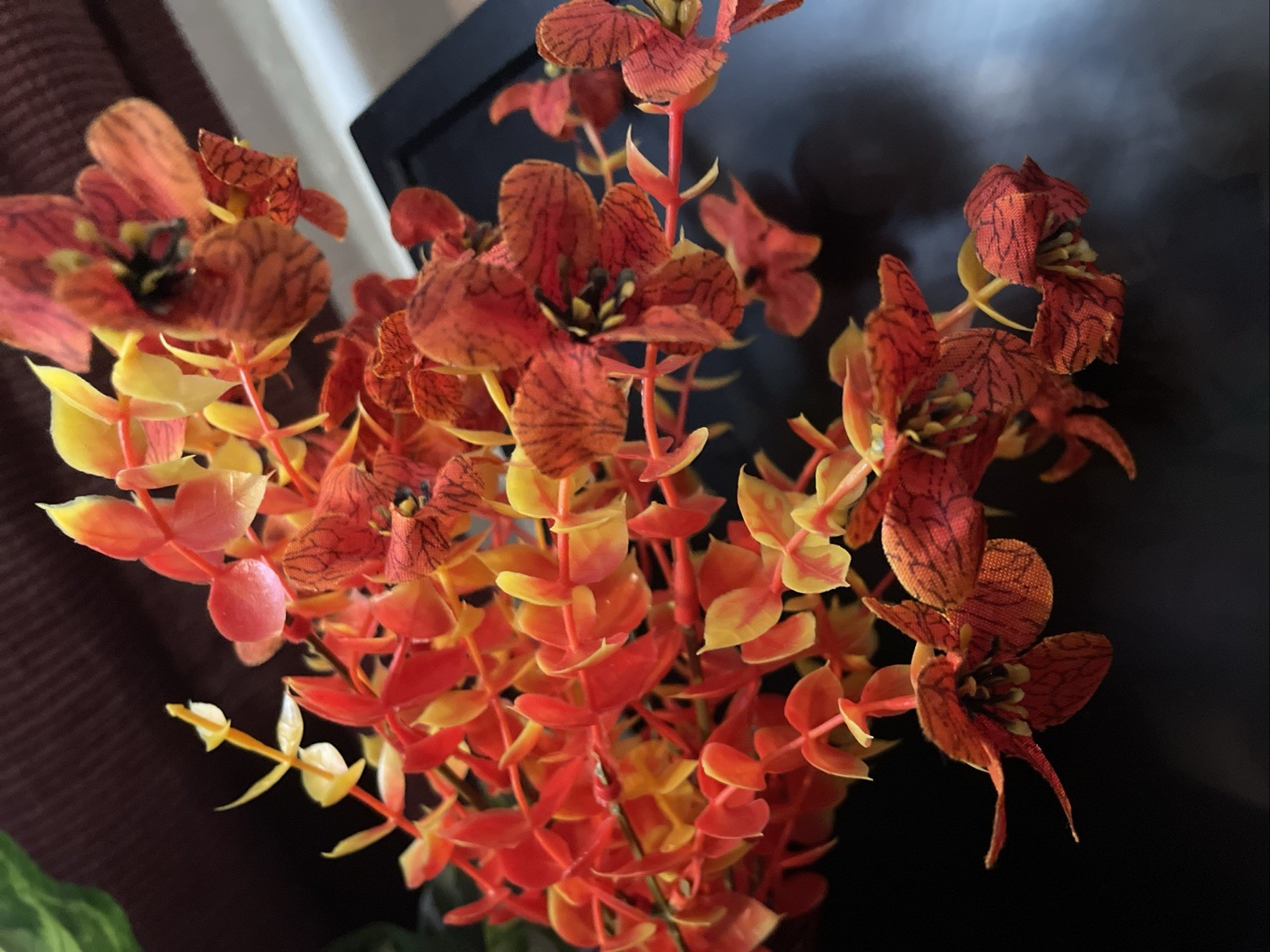 Orange Autumn Artificial Stems Decoration Floral Arrangement Brighten Room
