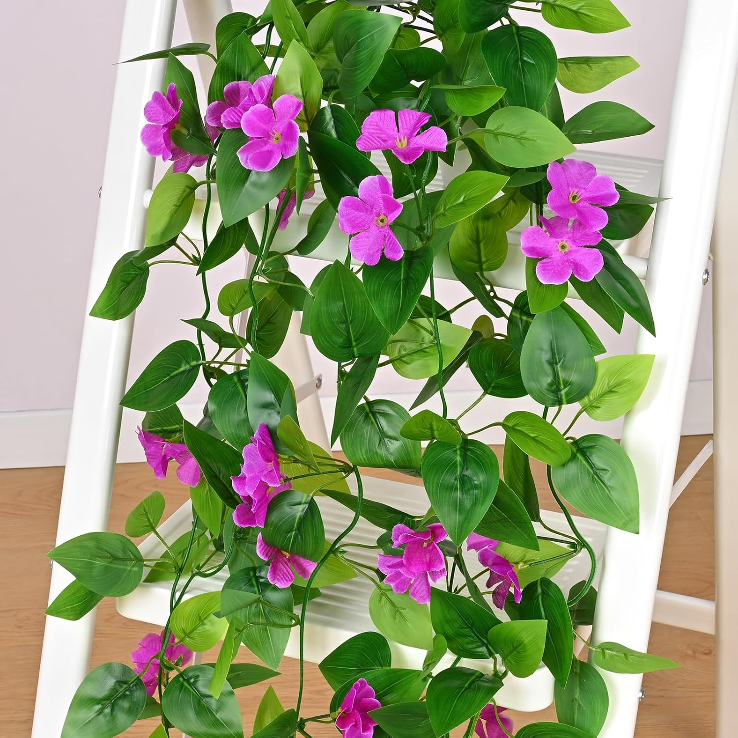 Artificial Hanging Flowers for Outdoors, 2pcs Fake Hanging Plants Pothos Vines w
