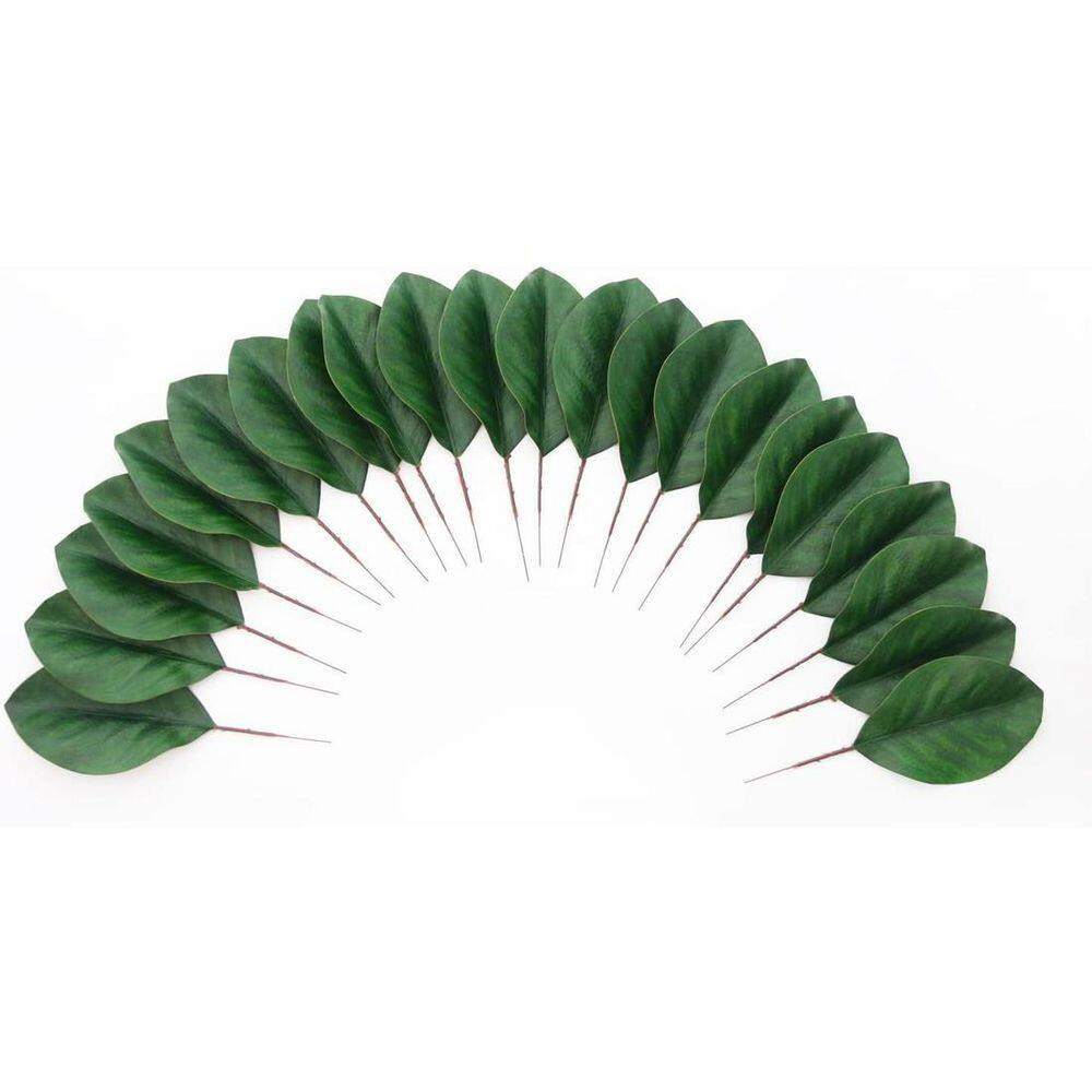 40 In. Artificial Green Magnolia Leaves Indoor Outdoor Decorative Plant for Wedd