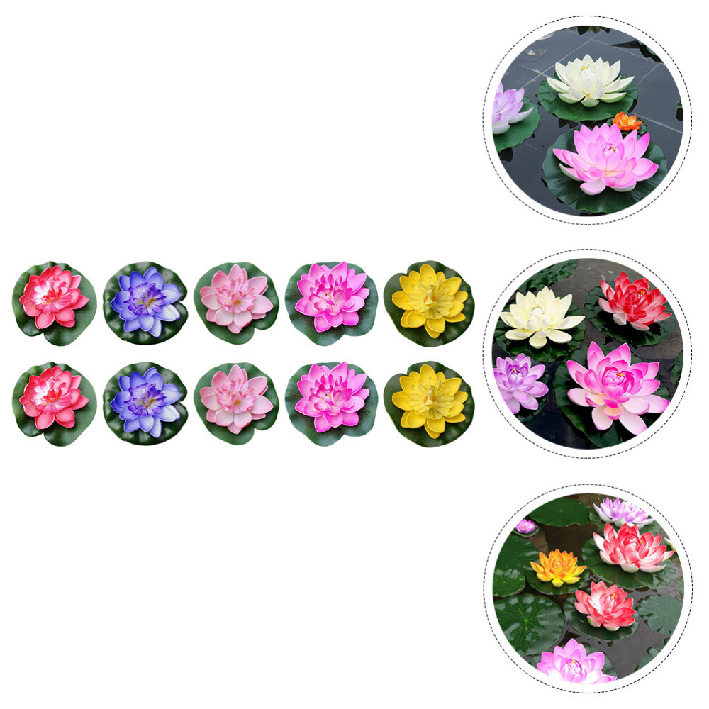 10PCS Artificial Floating Floating Flowers Fountain Artificial Pond Plants