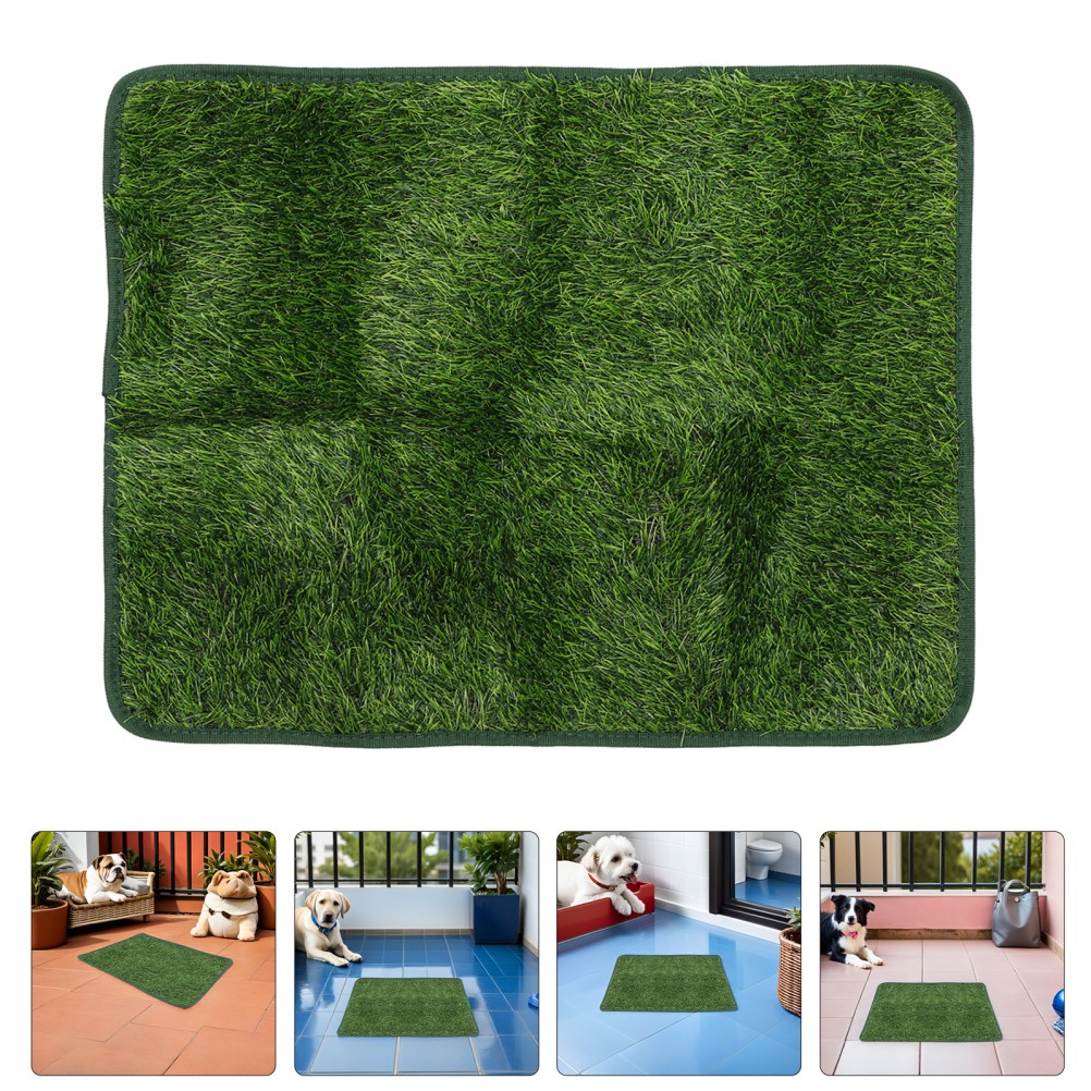 2Pcs Washable Pet Grass Pads Green Synthetic Dog Turf Rug for Indoor Use