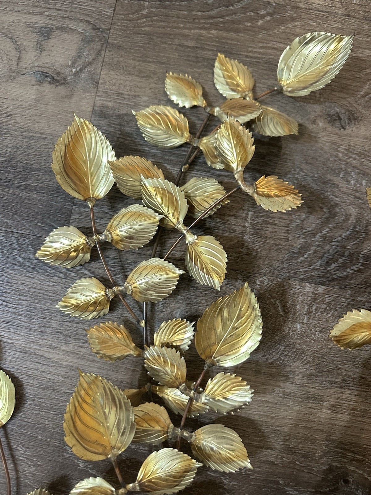 Metal Leaf Sculptures Wall Hangings Flower Floral Vintage Decor 80s 90s