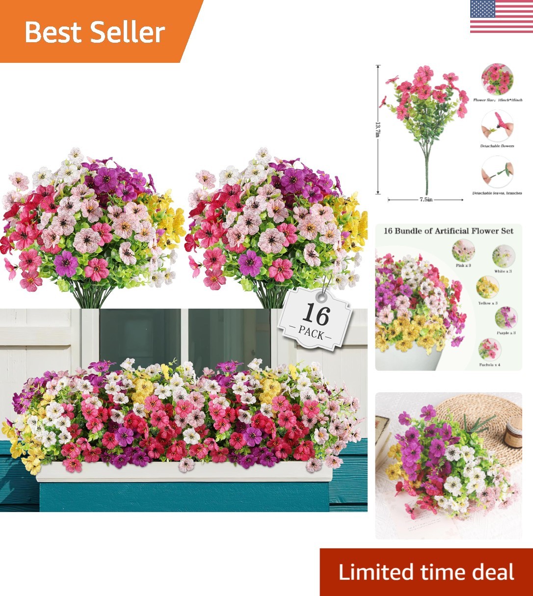 Realistic Eucalyptus Artificial Flowers – 16 Bundles for Indoor/Outdoor Elegance