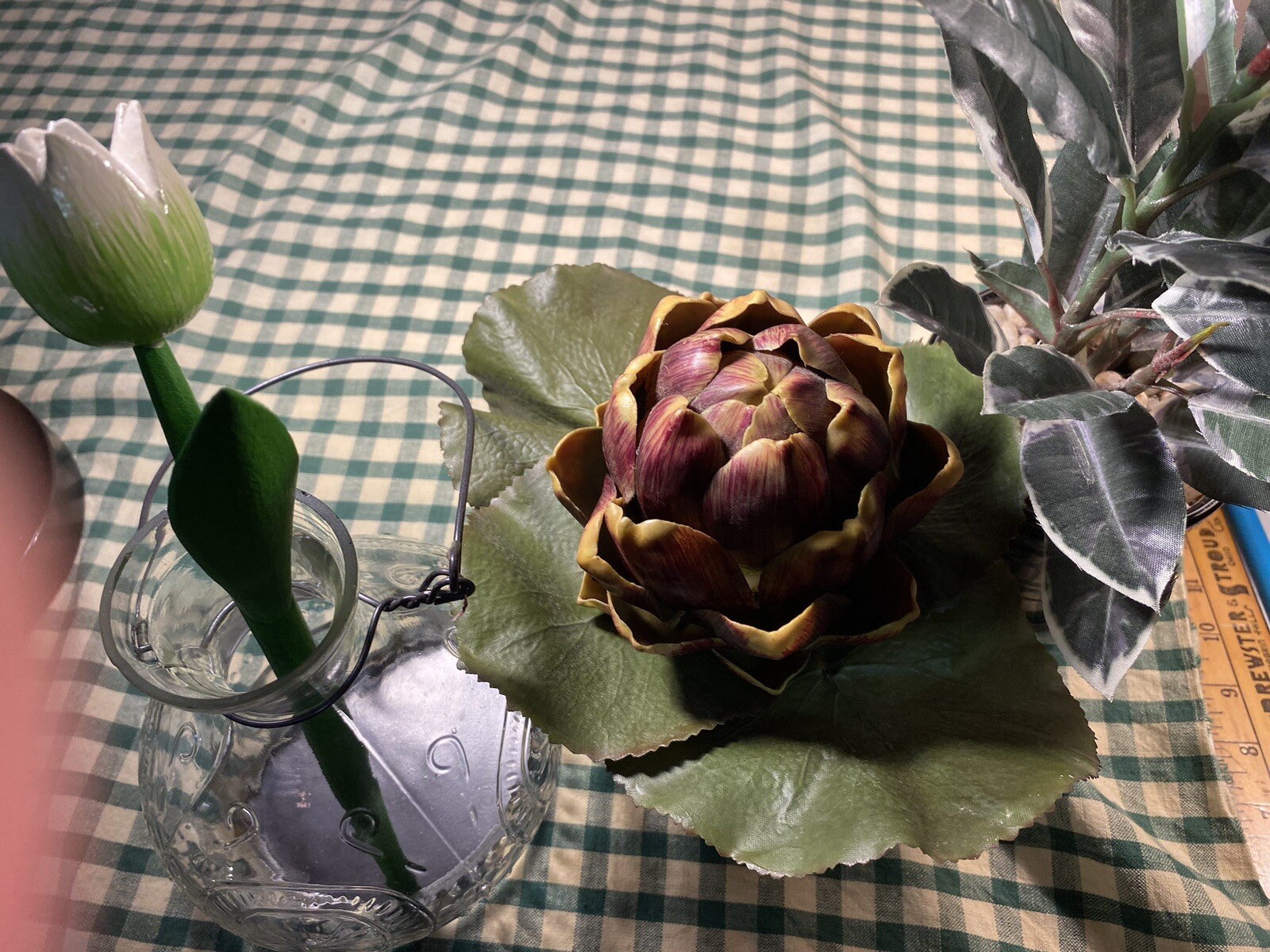 3 Artificial Simulated Plants Pineapple,hobby lobby Glass Bottle, Plant G89