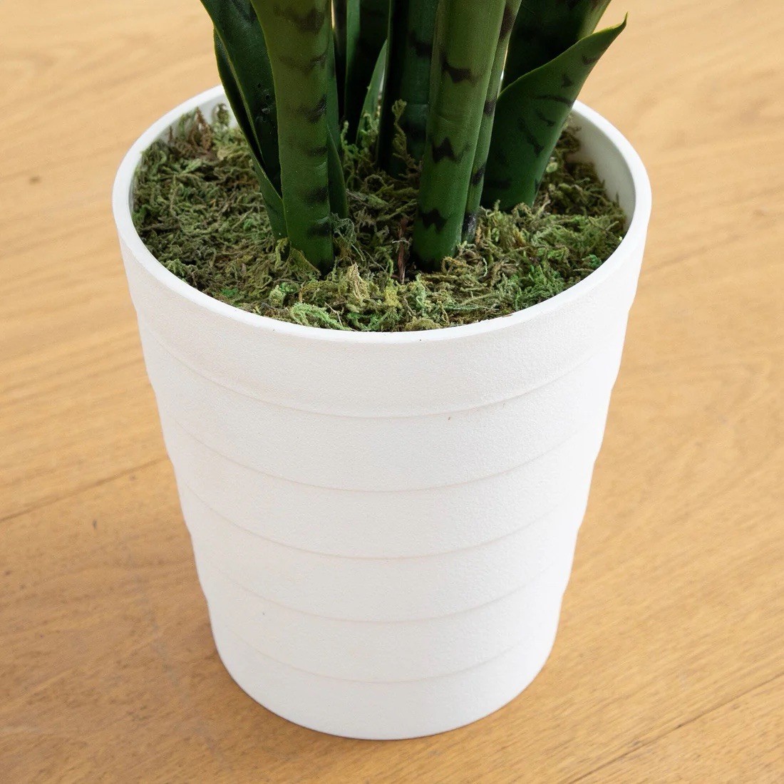 Artificial Snake Plant Potted Houseplant w/ White Flower Pot, 3 ft Tall