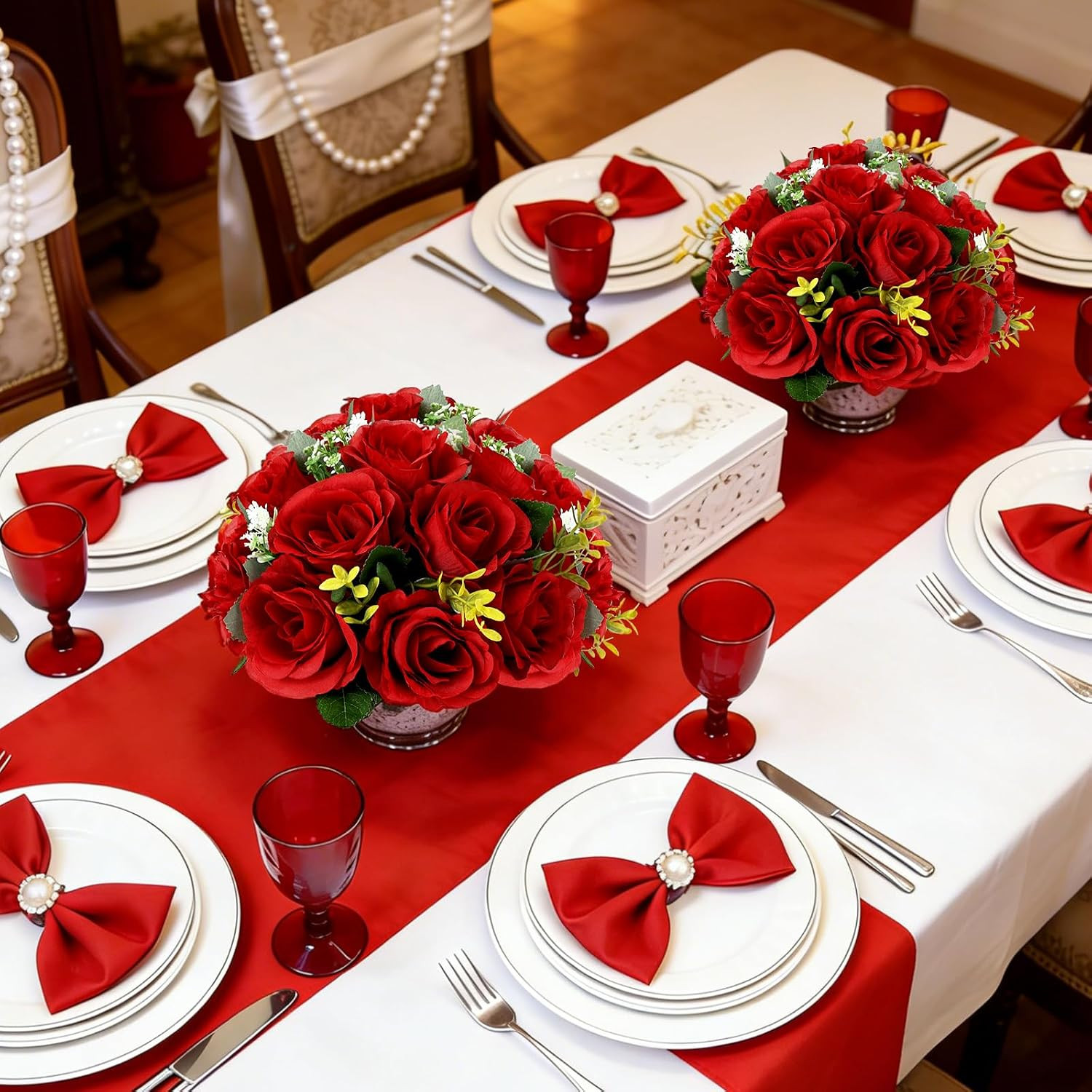 Roses Flower Balls for Centerpieces, 6 Pcs 11.81 Inches Large Artificial Wedding