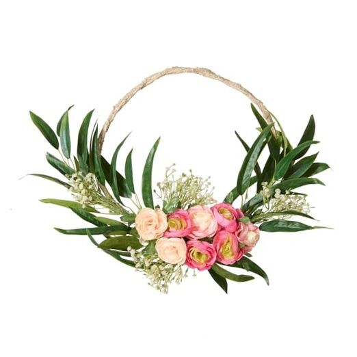 16 inch Artificial Eucalyptus and Buttercups Spring Wreath, Realistic Floral