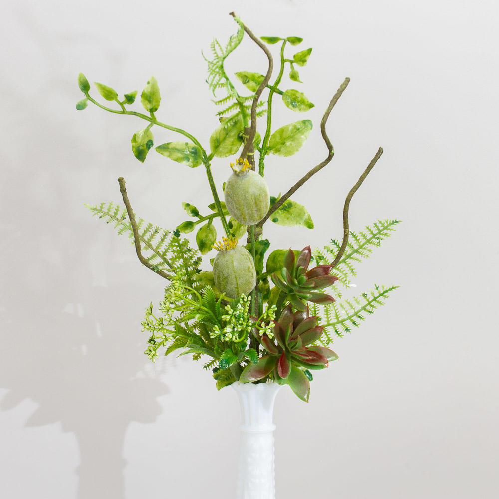 Set of 2 Artificial 19″ Foliage Sprays with Succulents And Fern