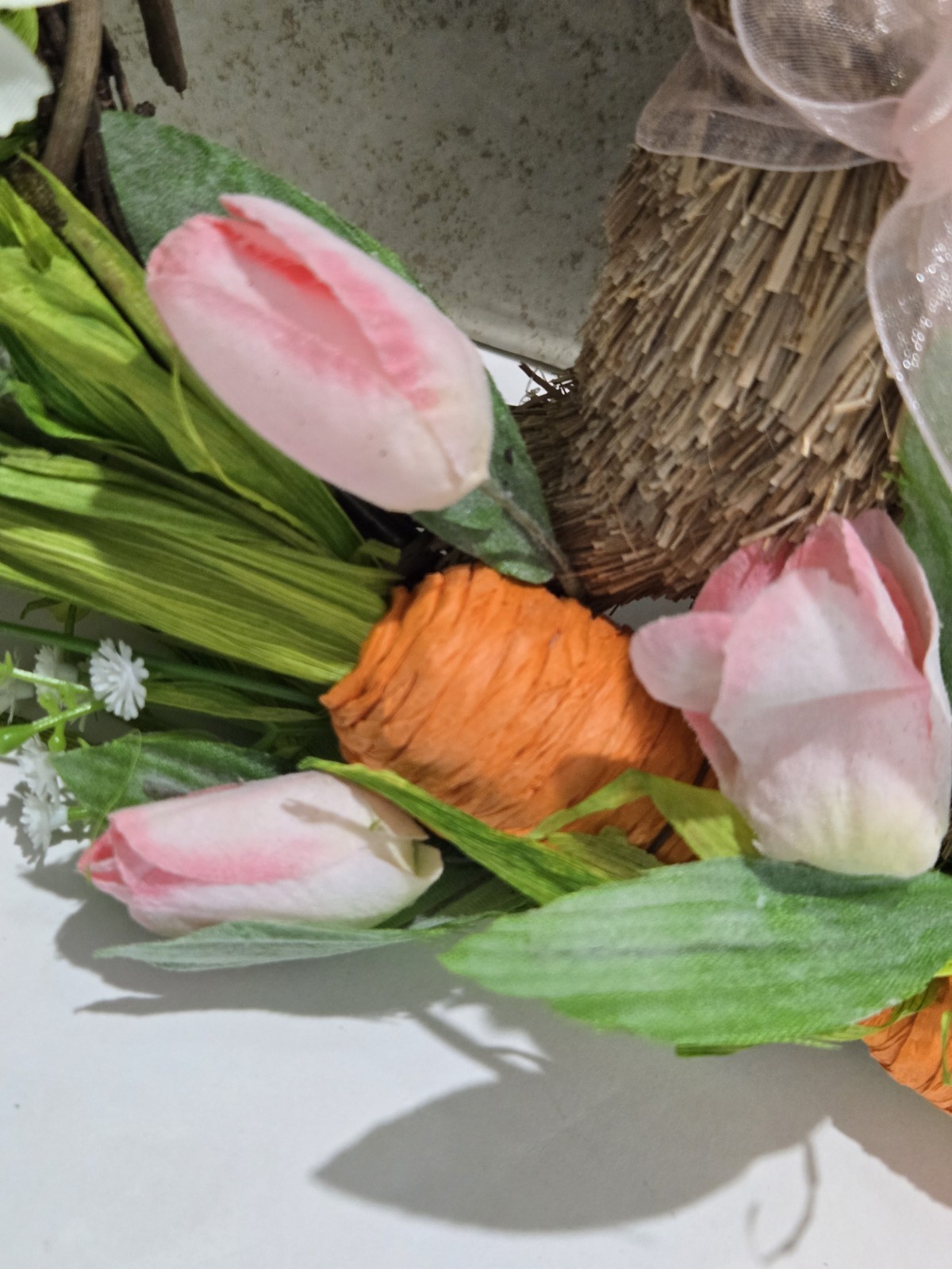 MARTHA STEWART Easter Bunny WREATH SPRING FLOWERS 16 INCHES NWT