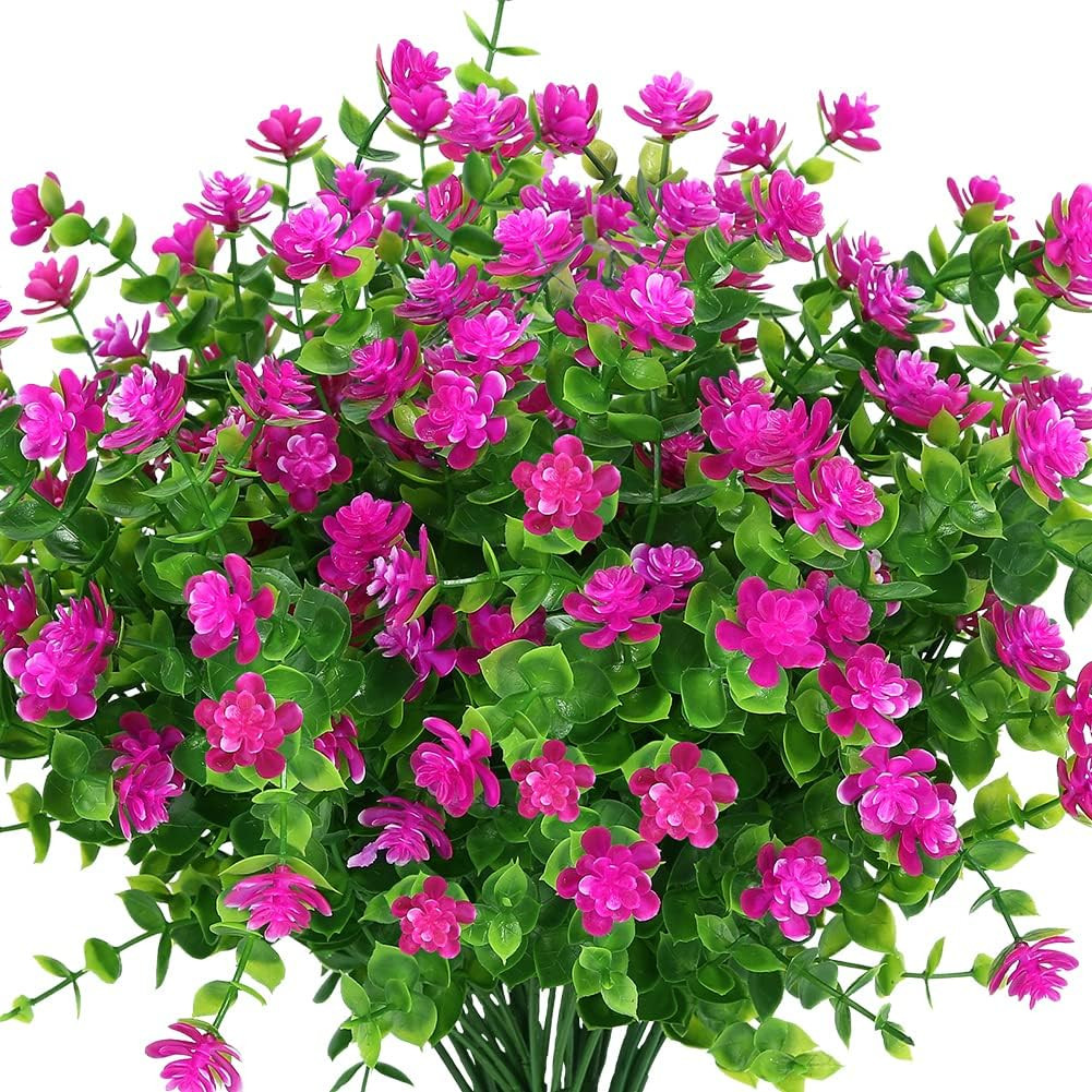 Artificial Flowers Fake Outdoor UV Resistant Boxwood Plants Shrubs 4 Pack, Faux