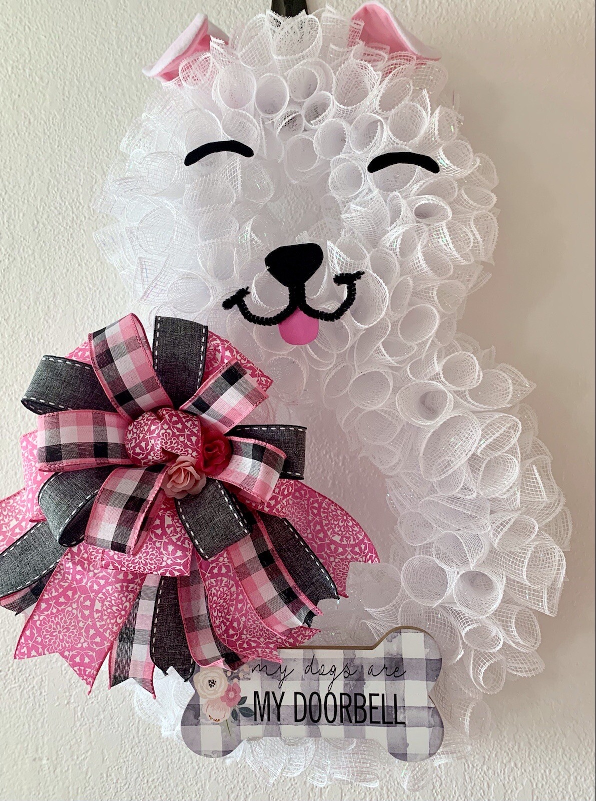 Deco Mesh Pet Dog Wreath, Door Decor, Wall Hanging, Puppy Wreath, Pet Decor