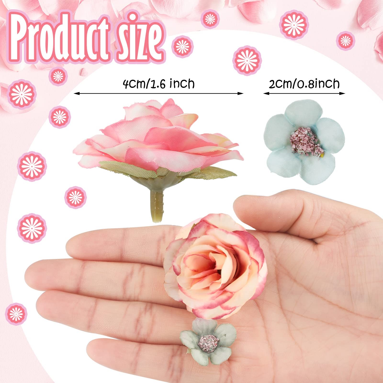 174 Pcs Fake Mini Flowers for Crafts Small Silk Artificial Fabric Flowers Bul…
