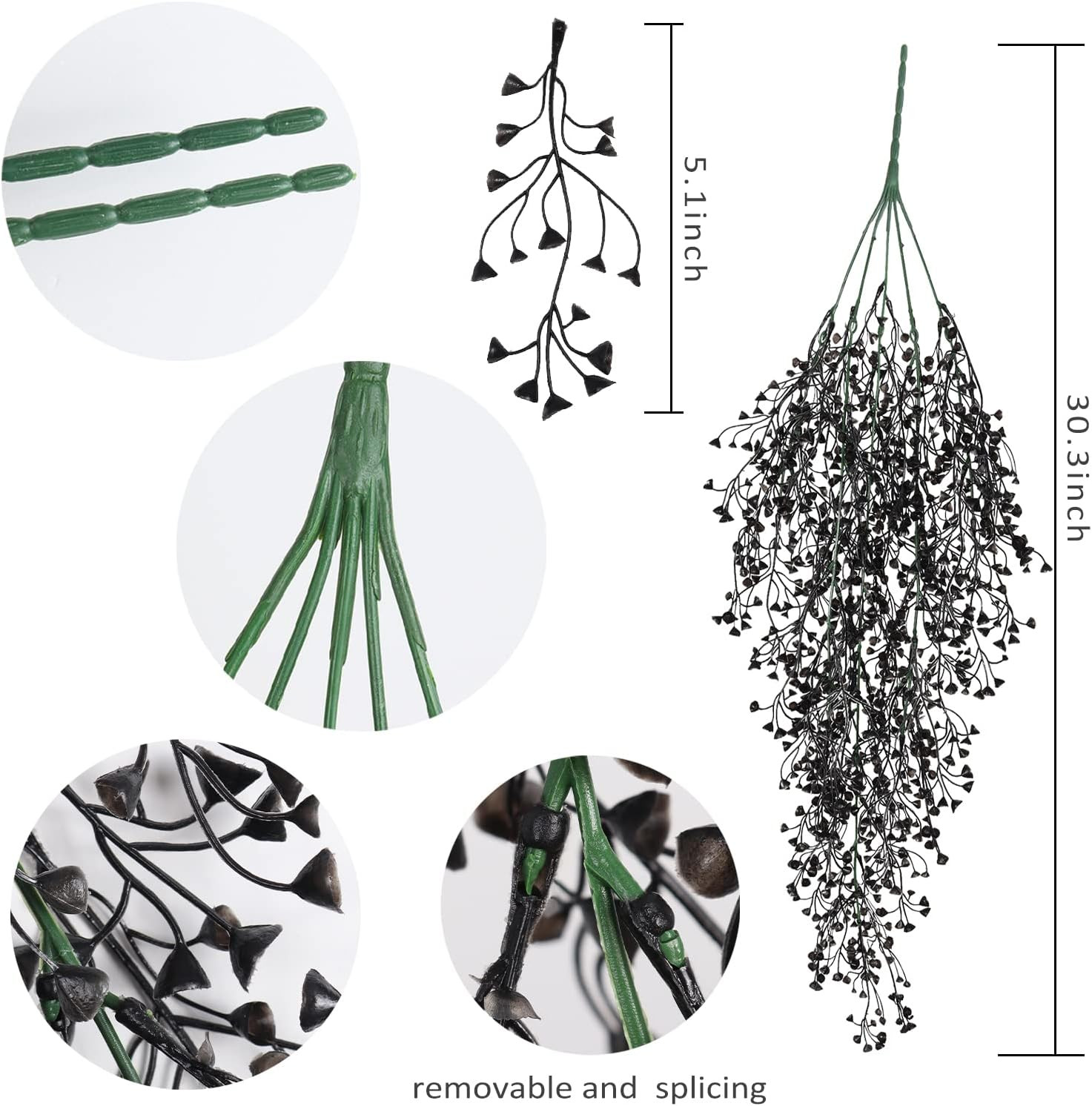 RECUTMS Artificial Hanging Plants Indoor 4 Pcs Ferns 4p-black