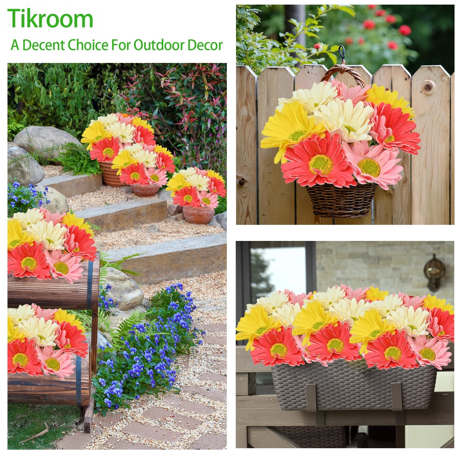 8 Pcs Artificial Gerbera Daisy Flowers Multiclor PU Artificial Fake Daisies R…