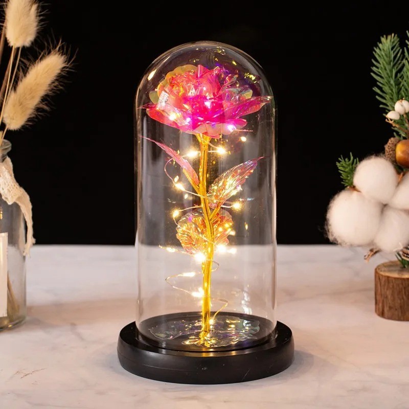 Brand New – Crystal Galaxy Enchanted LED Glass Forever Rose Home Decoration Gift