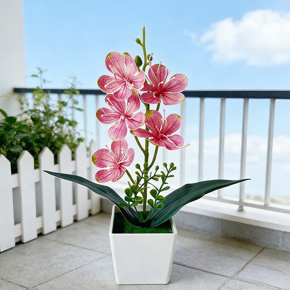 Synthetic Phalaenopsis Orchid in Ceramic Style Pot for Interior Design