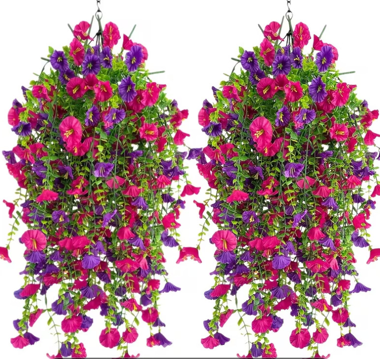2PCS Assorted Color Hanging Artificial Flower UV Protected for Wedding Home Deco