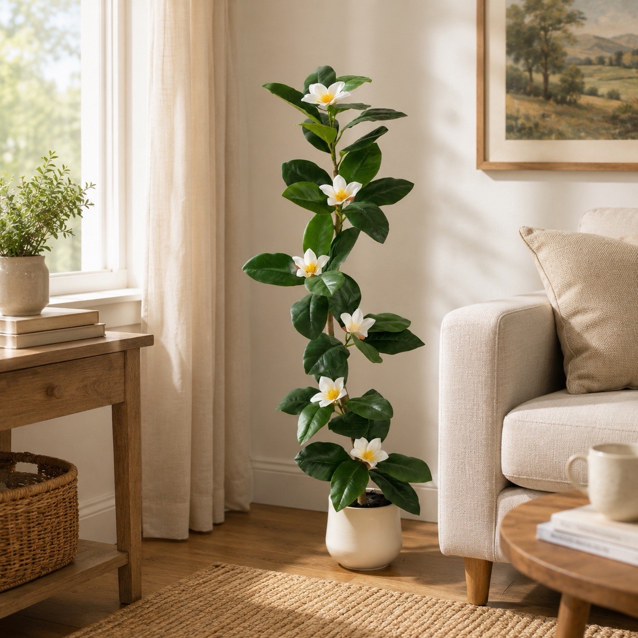 4’ Artificial Minimalist Magnolia Tree in Decorative Planter