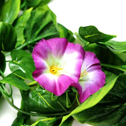 Artificial Morning Glory Flower Vines, 2pcs 15Feet Hanging Plants Silk Purple