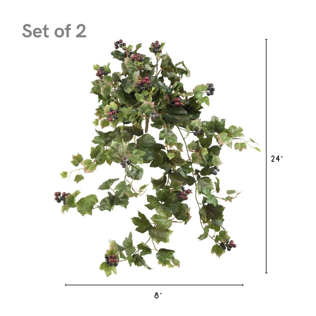 24″ Grape Leaf Hanging Artificial Plant (Set of 2)