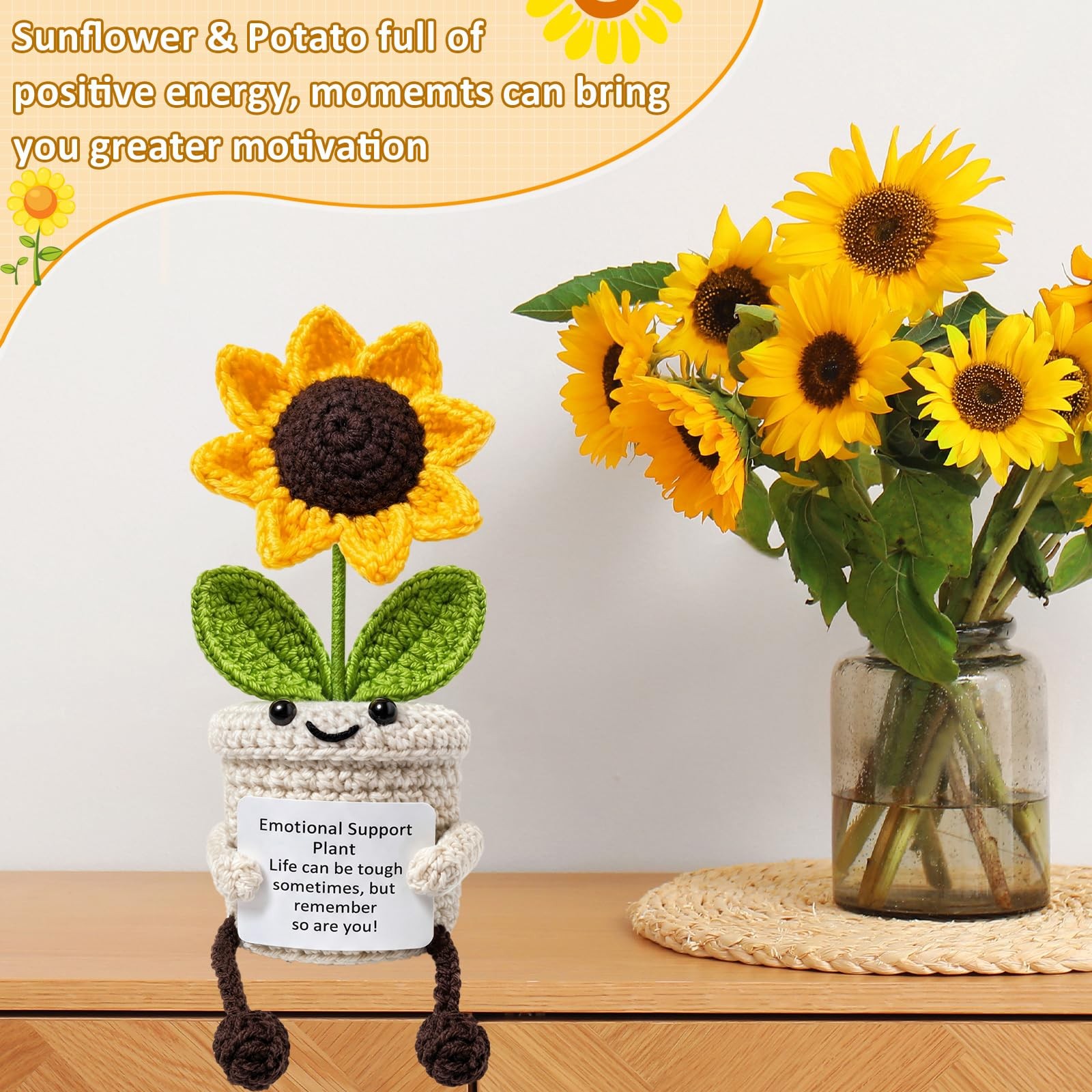 Emotional Plush Plant Crochet Sunflower Gifts for Her Mom Well Gifts for Men …